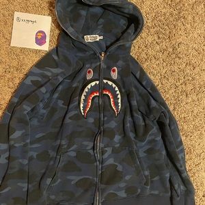 Old Blue First Camo Bape Hoodie